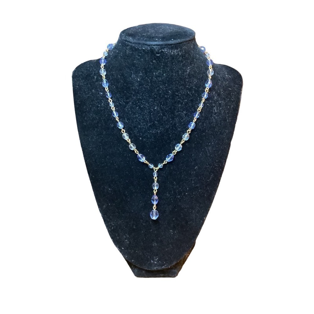 Gold Tone Faceted Glass Beaded Necklace‎